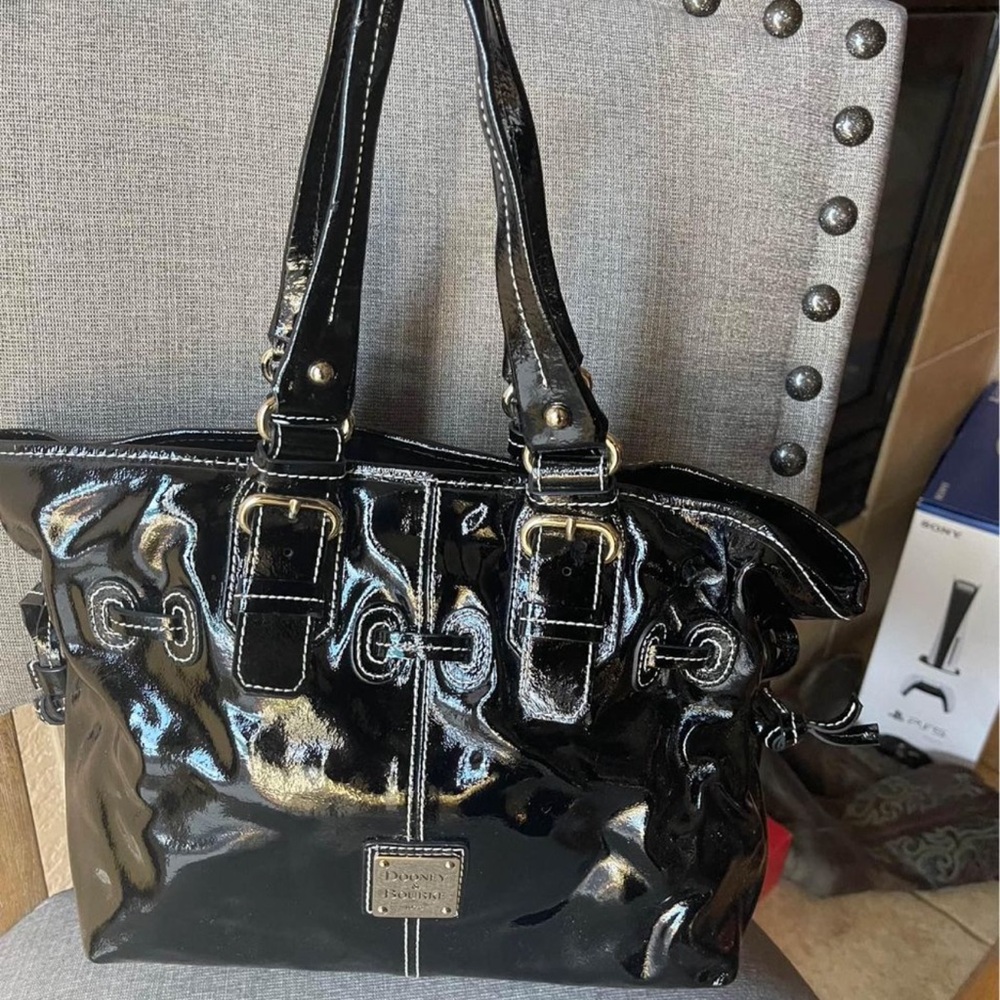 Black Dooney and Bourke patent leather satchel